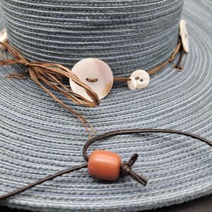 Sunday Afternoons Wide Brim Sun Hat Beach Size M/L Blue with Shell Accents